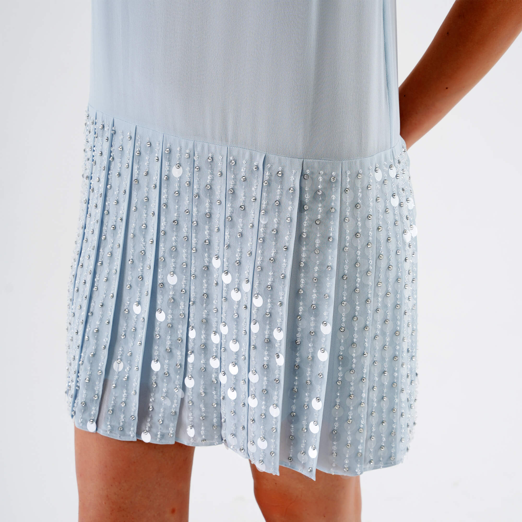 Miu Miu - Baby Blue Sequin Embellished Shift Dress IT42